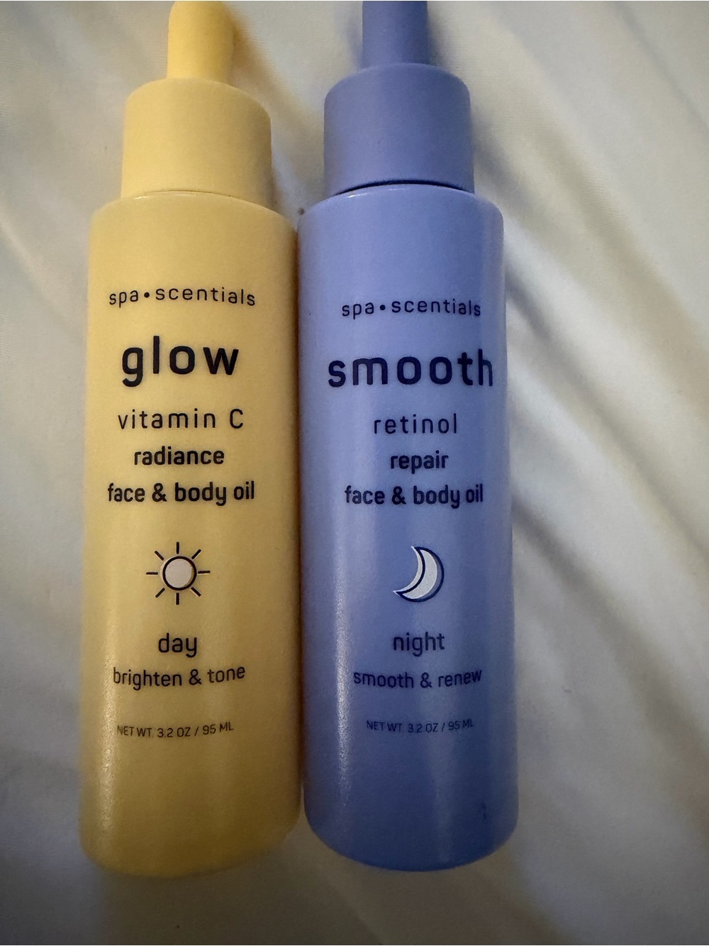 Spa•Scentials Glow & Smooth Day + Night Face & Body Oils - Yellow & Lavender